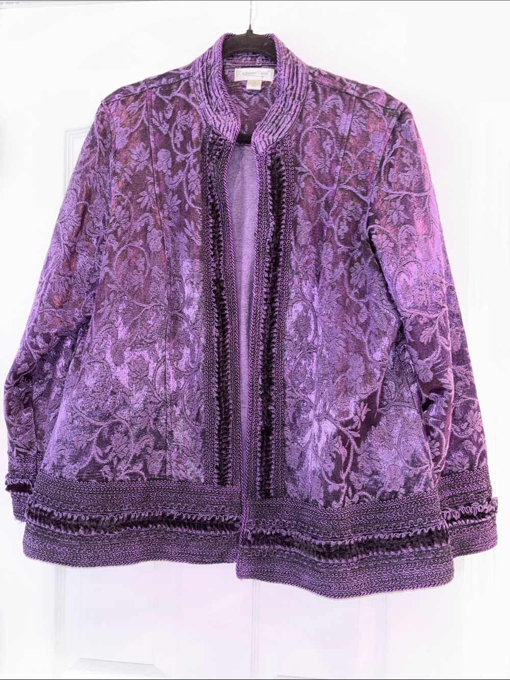 Coldwater Creek Purple Textured Floral Jacket